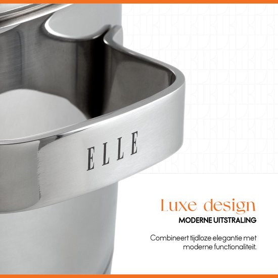 ELLE Gourmet Modern Edelstahl Kochtopf mit Deckel - Ø 18 cm - Kochtopf - PFAS frei - Induktion