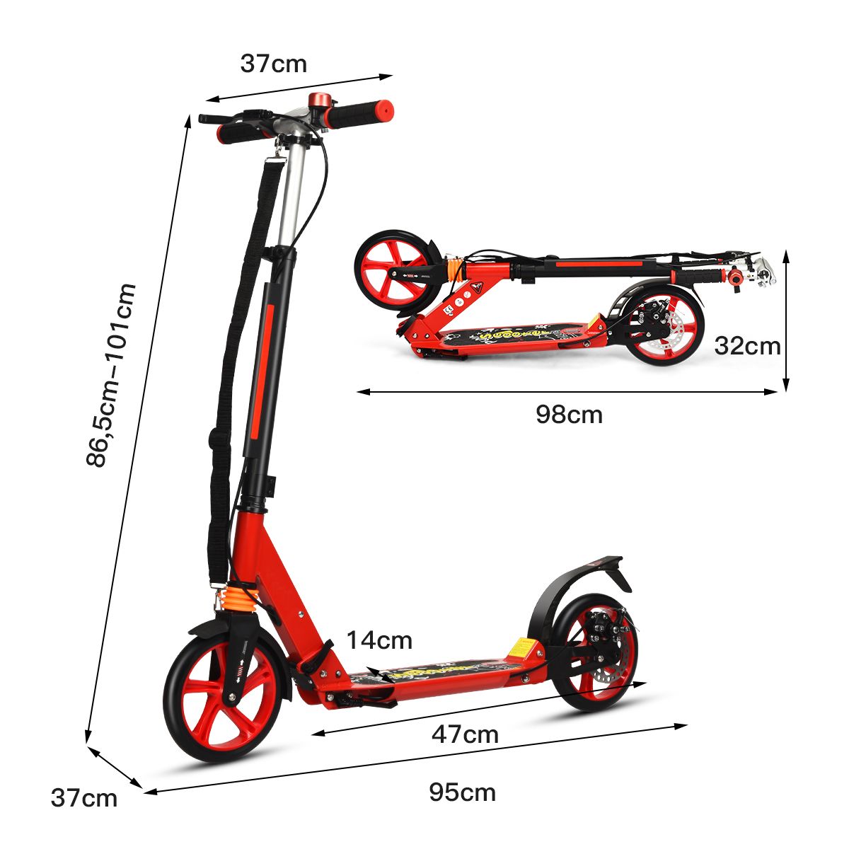 Coast Klappbarer Kinderroller – verstellbarer Lenker – mit Bremsen – Aluminiumlegierung – silber