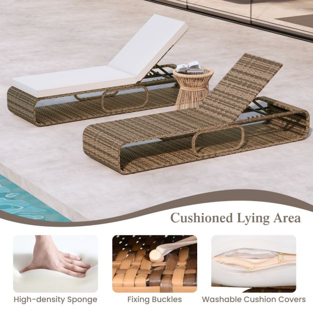 Coast Sonnenliege - Rattan - Verstellbar - Aufbewahrung - Kissen - 185 x 65 x 26-86 cm - Mixed Brown