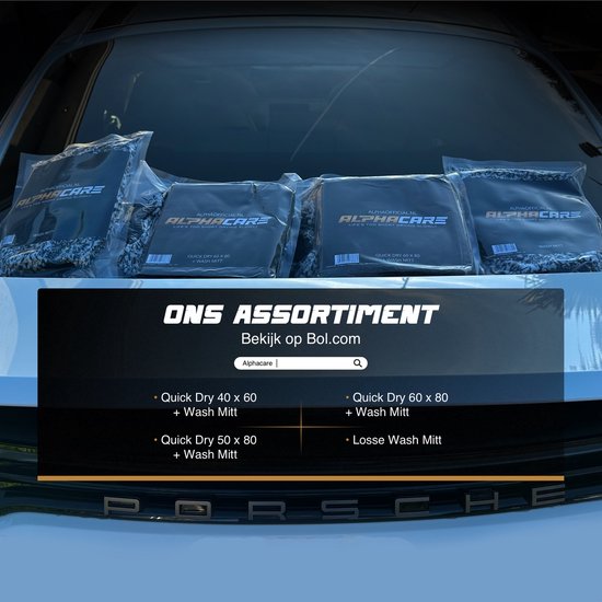 ALPHACARE - Trockentuch + Waschhandschuh Auto - Motorrad - Badezimmer - Quick Dry - 60 x 80 - 600 GSM - Grau