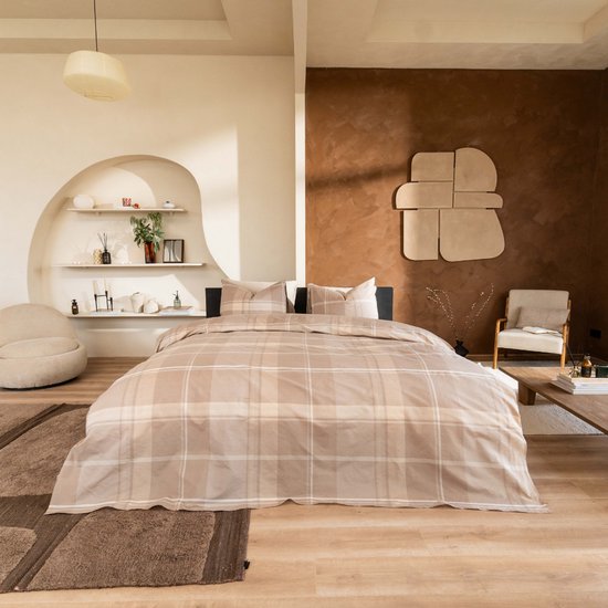 Kayori Mondo Bettbezug aus Tencel – 140 × 200–220 + 1 Kissenbezug – Einzelbett – Weich & kühlend – Sand