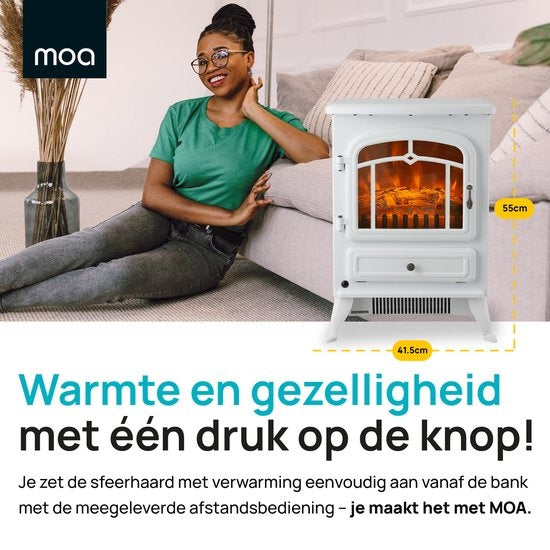 MOA Elektrokamin - Atmosphäre Kamin Classic - Heizung - Ofen - Freistehend - Weiß - ES180W