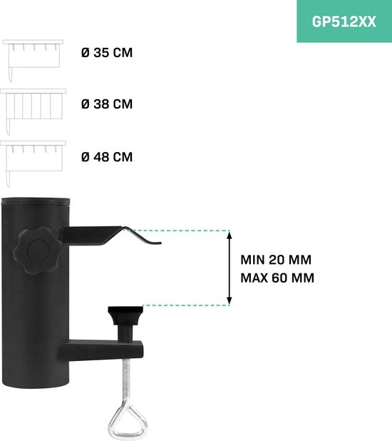 VONROC Sonnenschirmhalter Magione - Sonnenschirmhalter Balkon | Für GP508XX Sonnenschirm Magione