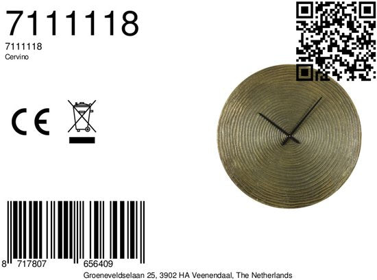 Licht & Wohnen - Uhr Cervino Gold - Metall Gold - 0x58x58cm (hxbxd)