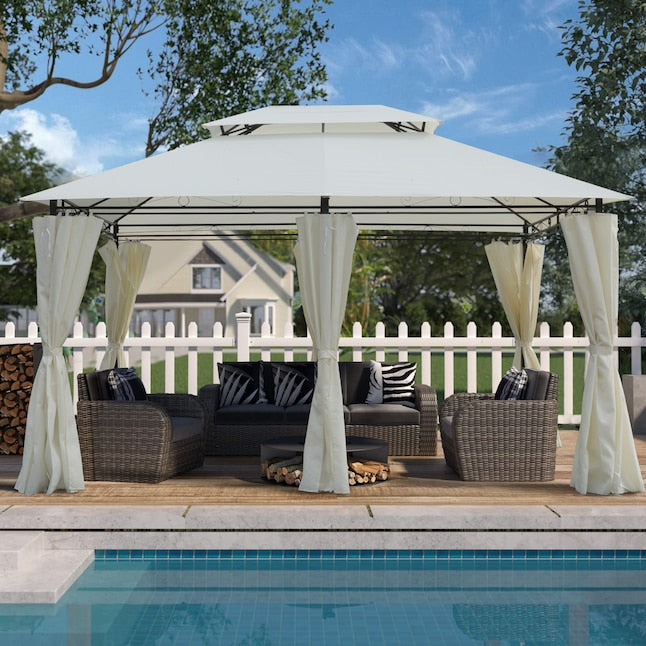 Kahomvis Pavillon 13 x 10 ft – Wasserabweisend – Doppeldach – Mit abnehmbaren Seitenwänden