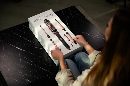 Sansbeauté® 6 in 1 Lockenstab mit Klemme - Keramischer Lockenstab - 13mm bis 38mm - Föhnbürste für kurzes Haar - Wärmebürste - Lockenwickler - Thermobürste - Haarstyler - Lockenbürste 5 in 1