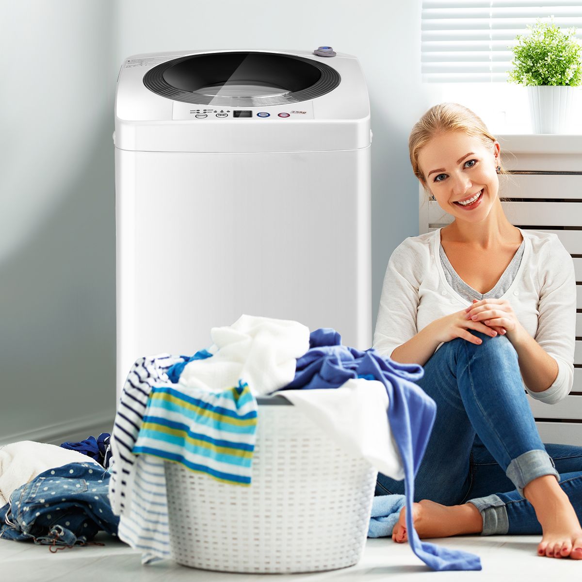 Coast Vollautomatische Waschmaschine – 2-in-1: Waschen und Schleudern – kompaktes Design – weiß