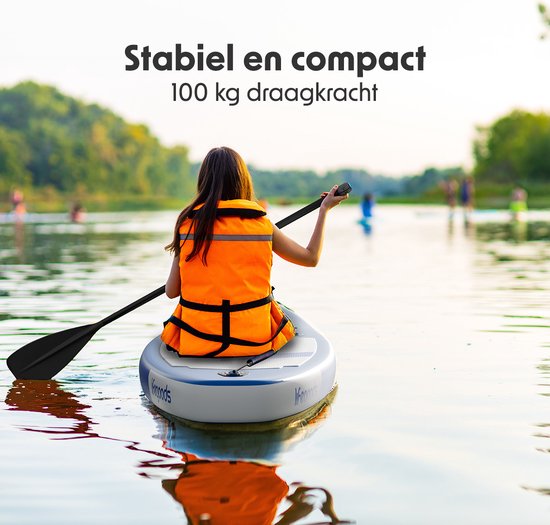 LifeGoods SUP Board All-round Compact - 100 KG Belastbarkeit - Aufblasbar - Komplettes SUP Paket - Blau