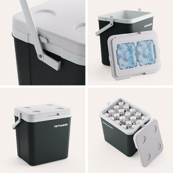 TRVLMORE Cool Box 26L - 65-Stunden-Kühlung - Kühlbox - Inklusive 2 Kühlelemente - Anthrazit