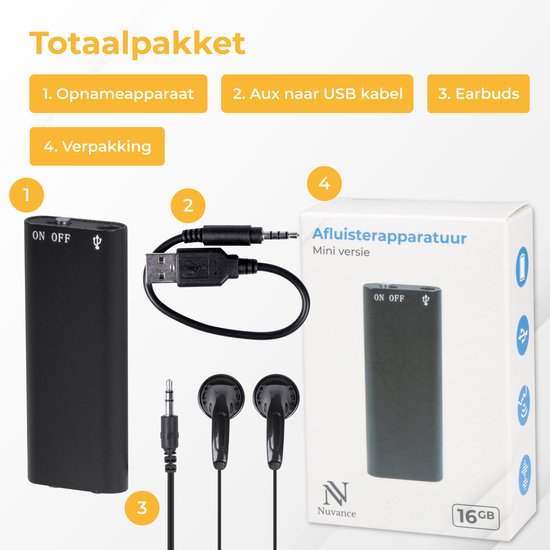 Nuvance - Lauschangriff - Mini-Lauschangriff - Sprachaufzeichnung digital - Spionage-Recorder - Diktiergerät - Lauschangriff Aufnahme