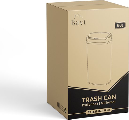 Bayt Mülleimer - Mülleimer 60 Liter - Mülleimer - Abfalleimer - Metall - Schwarz