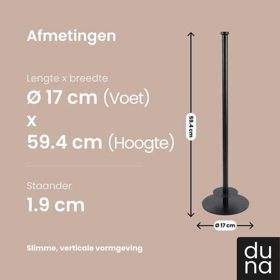 Duna Ersatzpapierhalter – Toilettenpapierhalter – Freistehend – Ohne Bohren – Schwarz