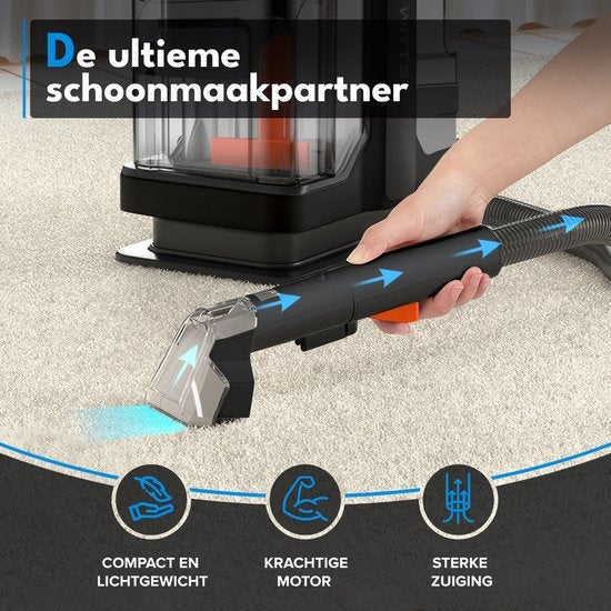 WITTS - Teppichreiniger - 400W - 2 Wassertanks - tragbar - Grau