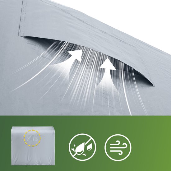 SoBuy Wetterfeste Plane für Fahrradgarage/Werkzeugschuppen, UV-Schutz, Regenschutz, Outdoor-Plane für Garten, Terrasse, silber, 120 x 176 x 163 cm, SDA11-SIL