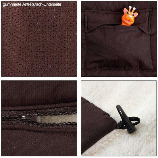 BabyGaga Kinderwagen Fußsack Braun | Teddy | Maxi-Cosi | mit Aufbewahrungstasche