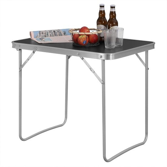 Klapptisch - Tragbarer Schreibtisch - Kompaktes Gestell - Klappbare Oberfläche - Reise-Arbeitsplatz - Leichte Platte - Einfach aufstellbare Platte - Schwarz - 70x60x50 cm