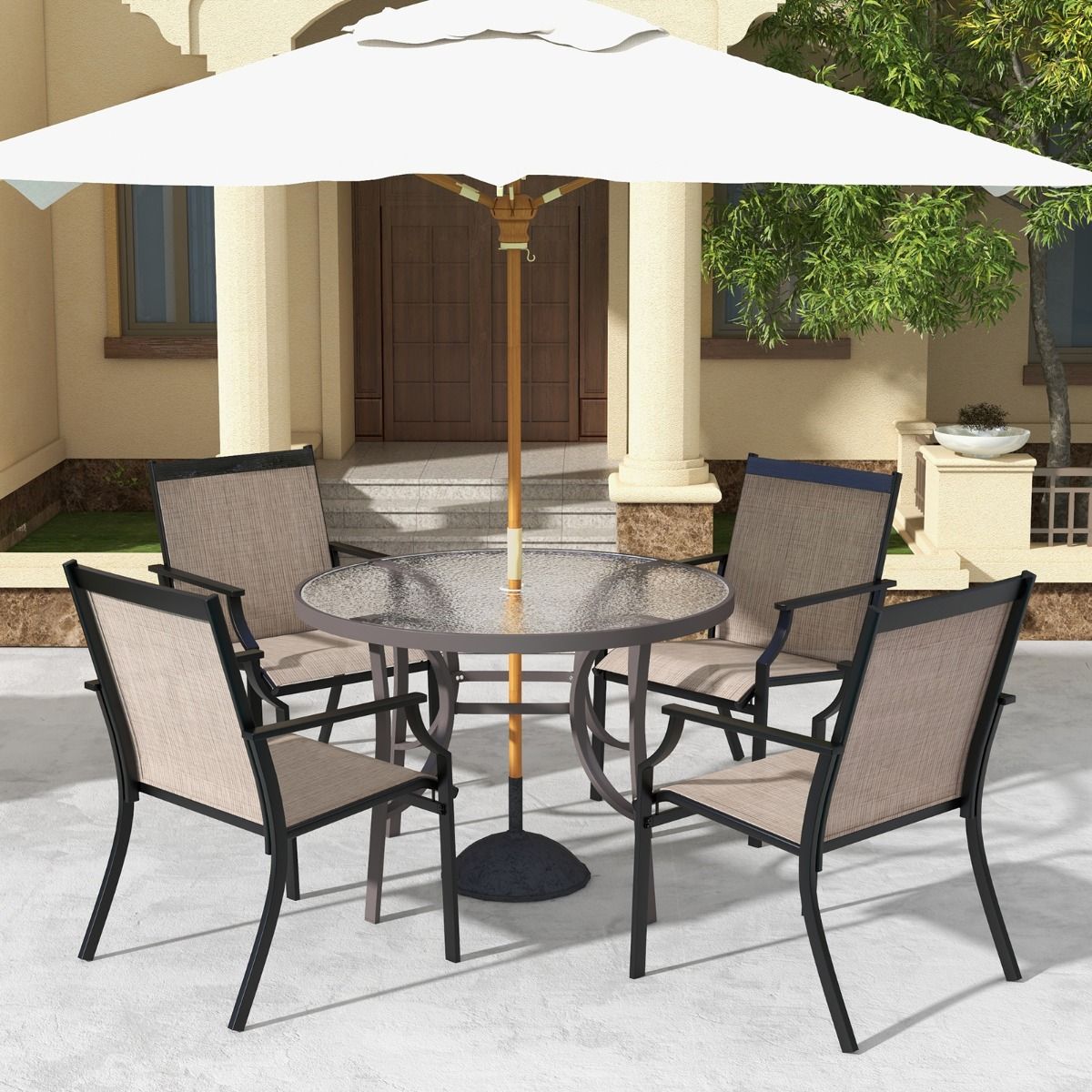 Coast Terrassenstühle 2 Stück - mit atmungsaktivem Sitz und Armlehnen - Braun