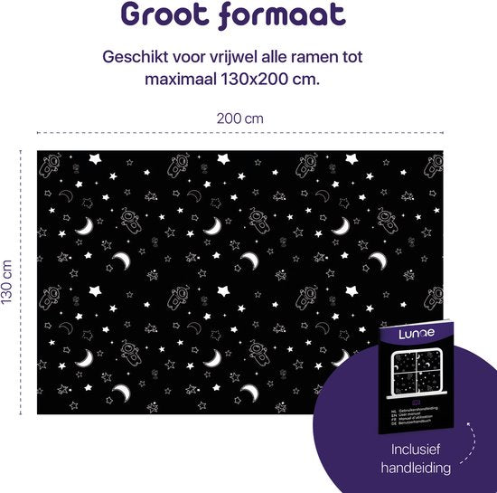 Lunae Tragbarer Verdunkelungsvorhang mit Saugnäpfen – 200 x 130 cm – Verdunkelungsstoff in Schwarz – 100 % lichtundurchlässiger Blackout-Vorhang – Alternative zu verdunkelnder Fensterfolie – Verdunkelungsvorhänge
