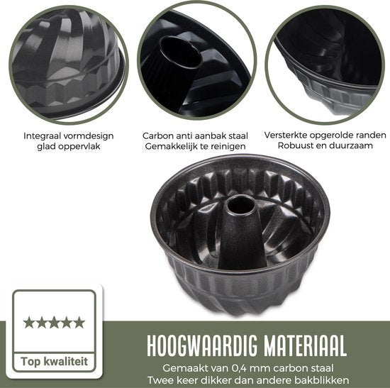 COOCK - Bakvorm - Tulband - Taartvorm met Antiaanbaklaag - 23 cm Diameter - Cakevorm - Incl. Deegschraper & E-Book