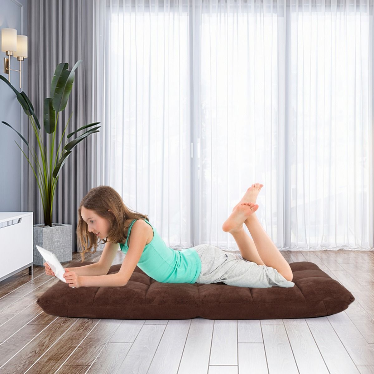 Coast Bodenstuhl mit verstellbarer Rückenlehne - Max. 90 kg - 105 x 56 x 15 cm - Braun