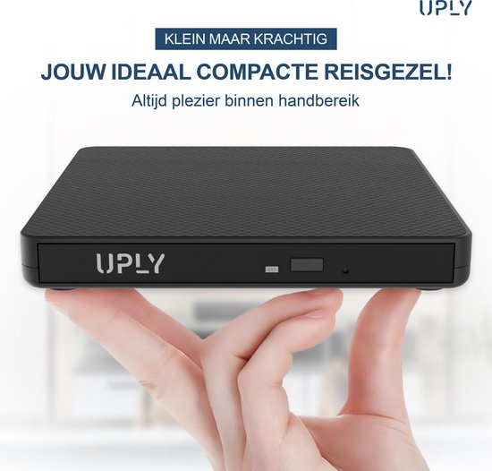 UPLY - Externer DVD-Player - Windows und Mac - USB C und USB 3.0 - Externer DVD-Player für Laptop - Externer DVD-Player und Brenner - CD