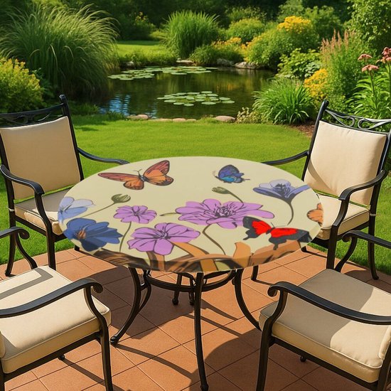 Wenko Tischdecke mit Gummizug, Modell „Frühling“, Ø 70–86 cm