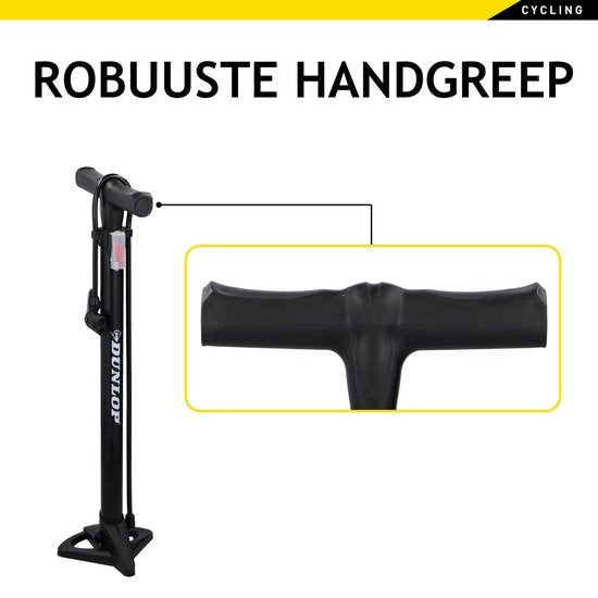 Dunlop Fahrradpumpe - Presta/ Dunlop/ Schrader - mit 2 Adaptern - Standpumpe - 62,5 cm hoch