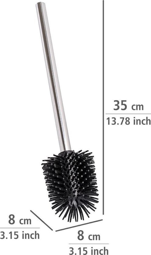 Wenko Toilettenbürste 8 × 35 cm, Silikon/Edelstahl, schwarz