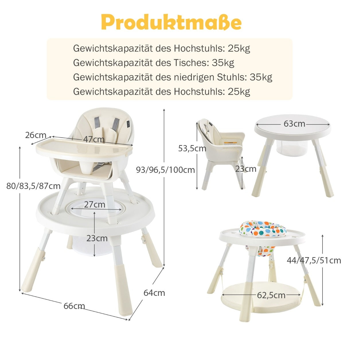 Coast höhenverstellbarer 6-in-1-Babyhochstuhl Beige Hochstuhl & Essenstuhl & Children's Seat Group