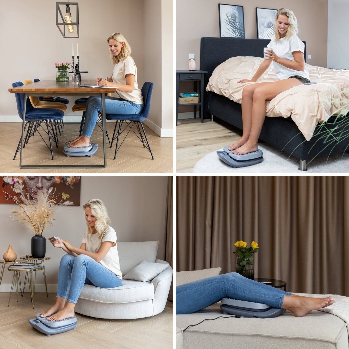 Lifeproducts Fußmassagegerät - mit Wärme-/ Vibrationsfunktion für Blutzikulation - Grau