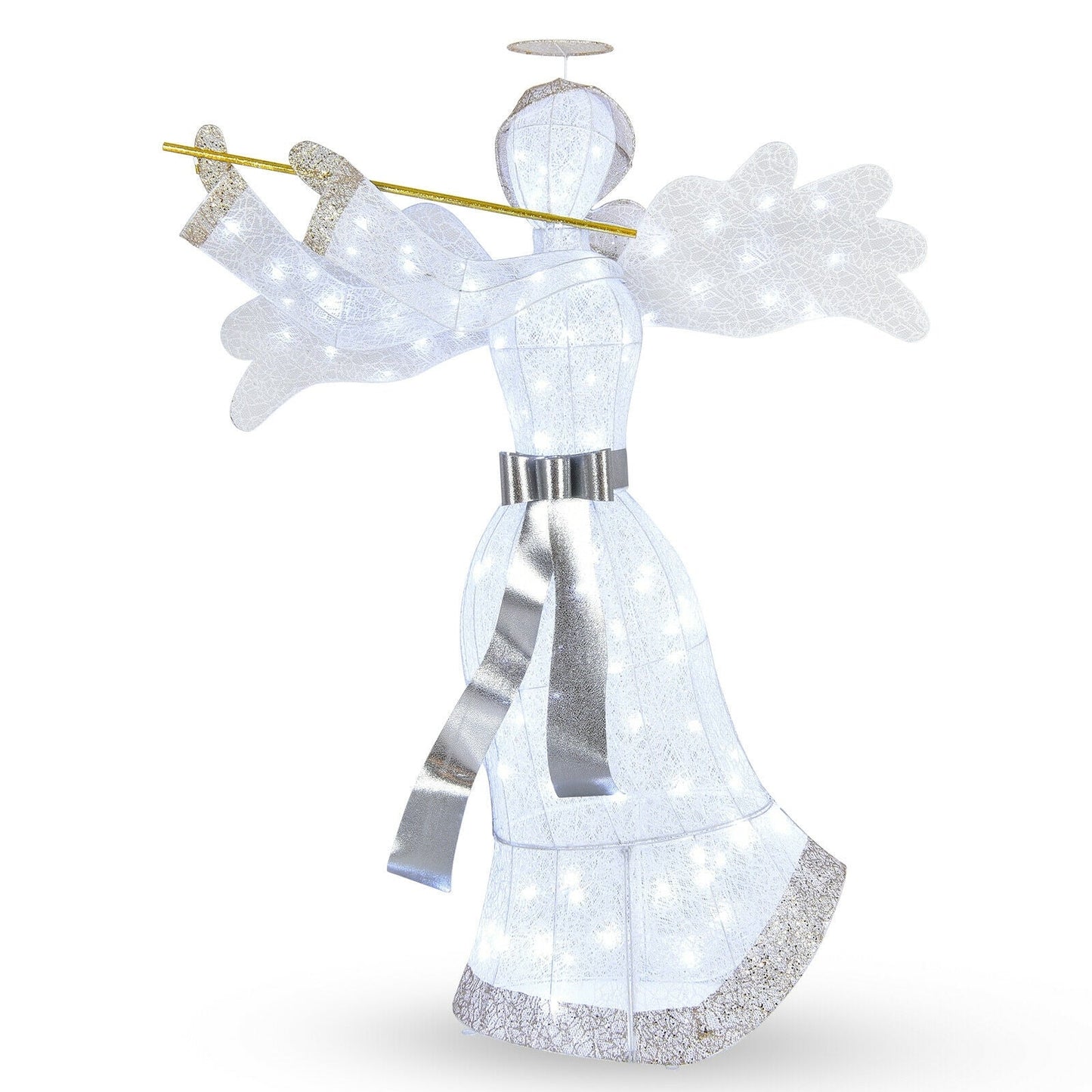 Coast Pre-lit Engel Weihnachtsdekoration - 150 cm hoch, Weiß und Gold, 100 LED-Lichter