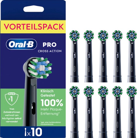 Oral-B Pro Cross Action – Aufsteckbürsten – Schwarz – 10 Stück