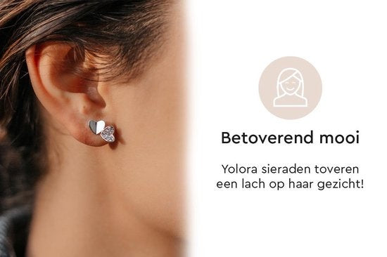 Yolora Damen Ohrringe Herz - Kalpa Camaka Kristalle - Silber - 18K Weißgold vergoldet - Damen Ohrstecker Silber - Schöne Geschenkverpackung - Exklusive Geschenkbox - Geschenk zum Muttertag