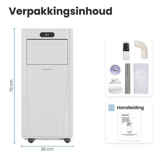 Auronic - Mobile 3-in-1 Klimaanlage - 7.000 BTU mit 2 Fensterabdichtungskits - kühlt bis zu 20 m² - Weiß