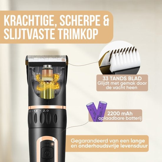 Strex - Schermaschine - Kabellos - für Hund & Katze - mit LED Display - Schwarz