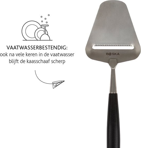 Boska Käsehobel Milano+ - Käsehobel für Hartkäse - Spülmaschinengeeignet - Käsehobel Schwarz - Geschenkideen - Küchenartikel - Küchenzubehör - 10 Jahre Garantie