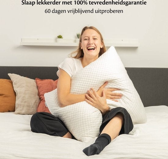EL Life Kissen Nackenschmerzen - 80 x 80cm - Bambuskissen - Memory Foam / Memory Foam Füllung - Ergonomisch und orthopädisch - Inklusive Kopfkissenbezug
