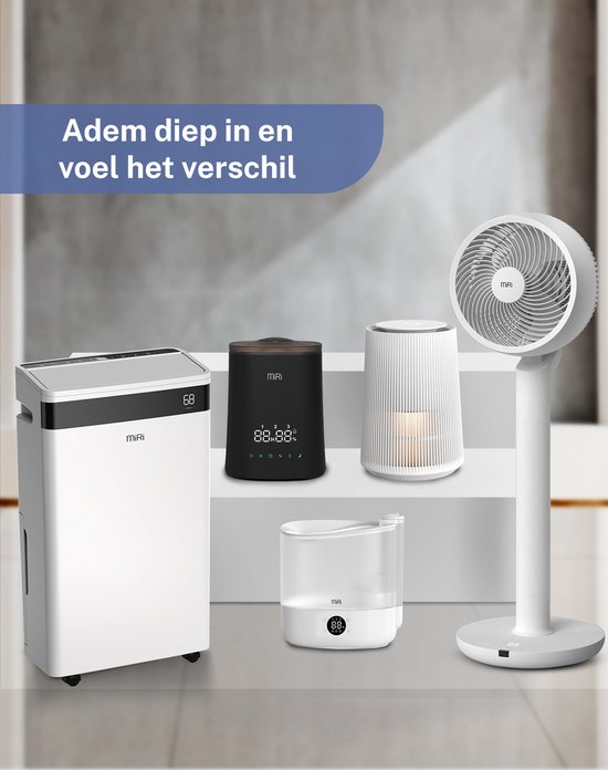 MiRi Nimbus - Luftbefeuchter - Luftbefeuchter - 4.5L - Luftfeuchtigkeitsmesser - Ionisator - 50m² - Ultraschall - Fernbedienung - Touch Controls - Aromatherapie