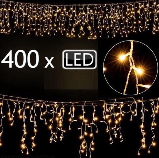 Eiszapfenbeleuchtung - 400 LED's - 15 Meter - Für Innen & Außen - Warmweiß