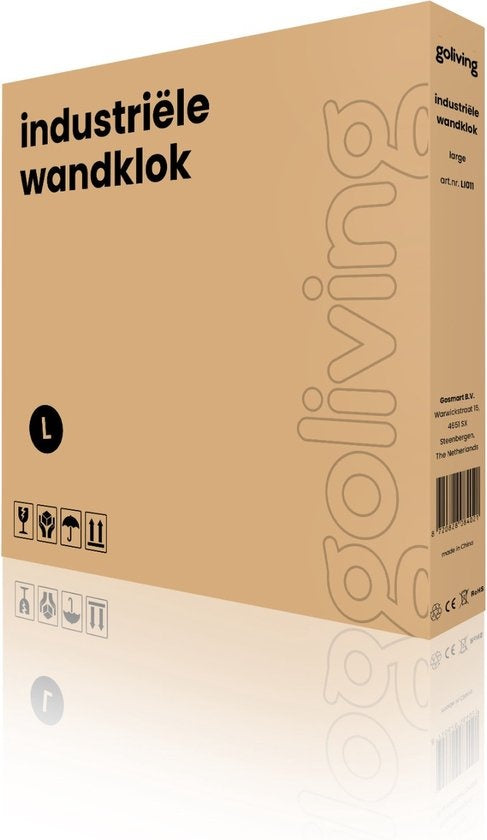 Goliving Wanduhr Industrial - Geräuschloses Uhrwerk - Moderne Wanduhr - Metall - Ø 70cm - Schwarz