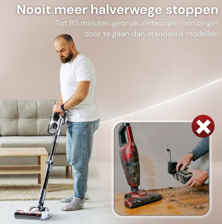 Vesora® Stabstaubsauger V2 kabellos ohne Beutel – Kabelloser Staubsauger – Kabelloser Handstaubsauger – Vacuum Cleaner – Handstaubsauger – Stabstaubsauger mit HEPA-Filter – Staubsauger für Haustiere – Beutelloser Staubsauger
