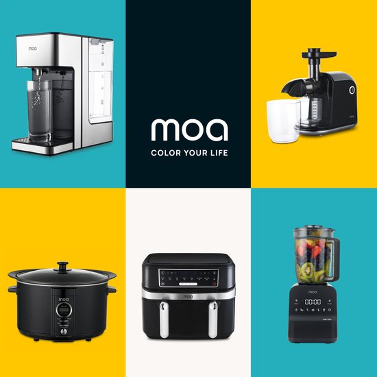 MOA Slowcooker mit Timer - 6,5L - Ø 24,5cm - Aluminium Innenbehälter - Transparenter Deckel - 3 Heizstufen - Spülmaschinenfest - BPA-frei - Schwarz