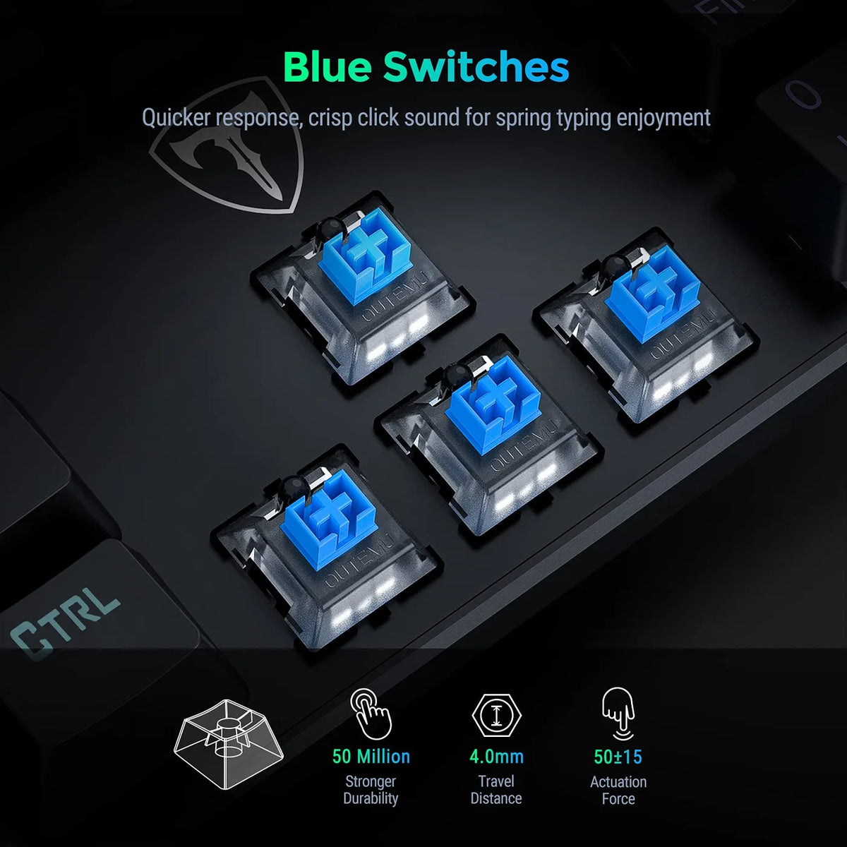ET Mechanische Tastatur, USB, kabelgebunden – 104 Tasten – blaue Schalter, RGB, Anti-Ghosting