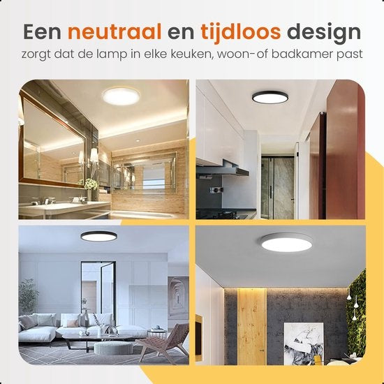 Goliving Deckenleuchte - Deckenleuchte - Led - Extra dünn - Warmweißes Licht - Schlafzimmer - Badezimmer - Wohnzimmer - Ø 23cm - Weiß