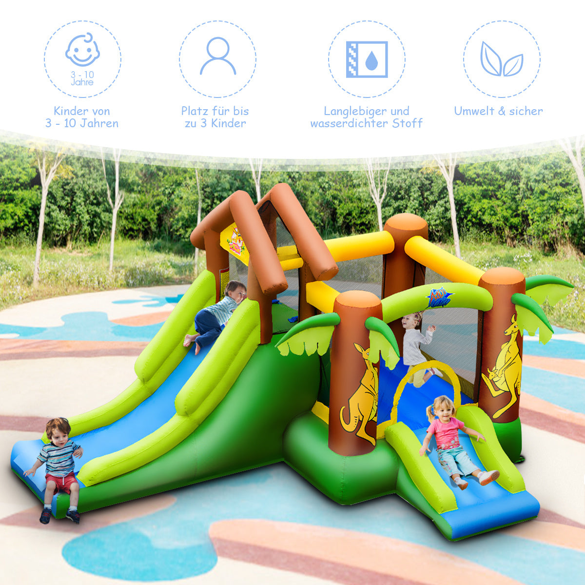 Coast Bouncy Castle aufblasbare Springburg mit 30 Bällen federnde Sperre mit Slideshow Schloss für Kinder 390 x 340 x 230 cm