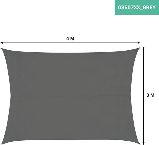 VONROC Premium Shade Cloth - Tarp - Rechteck - 400x300 cm - Wasserabweisend - Grau - Inkl. Aufbewahrungsbeutel und Befestigungsschnur