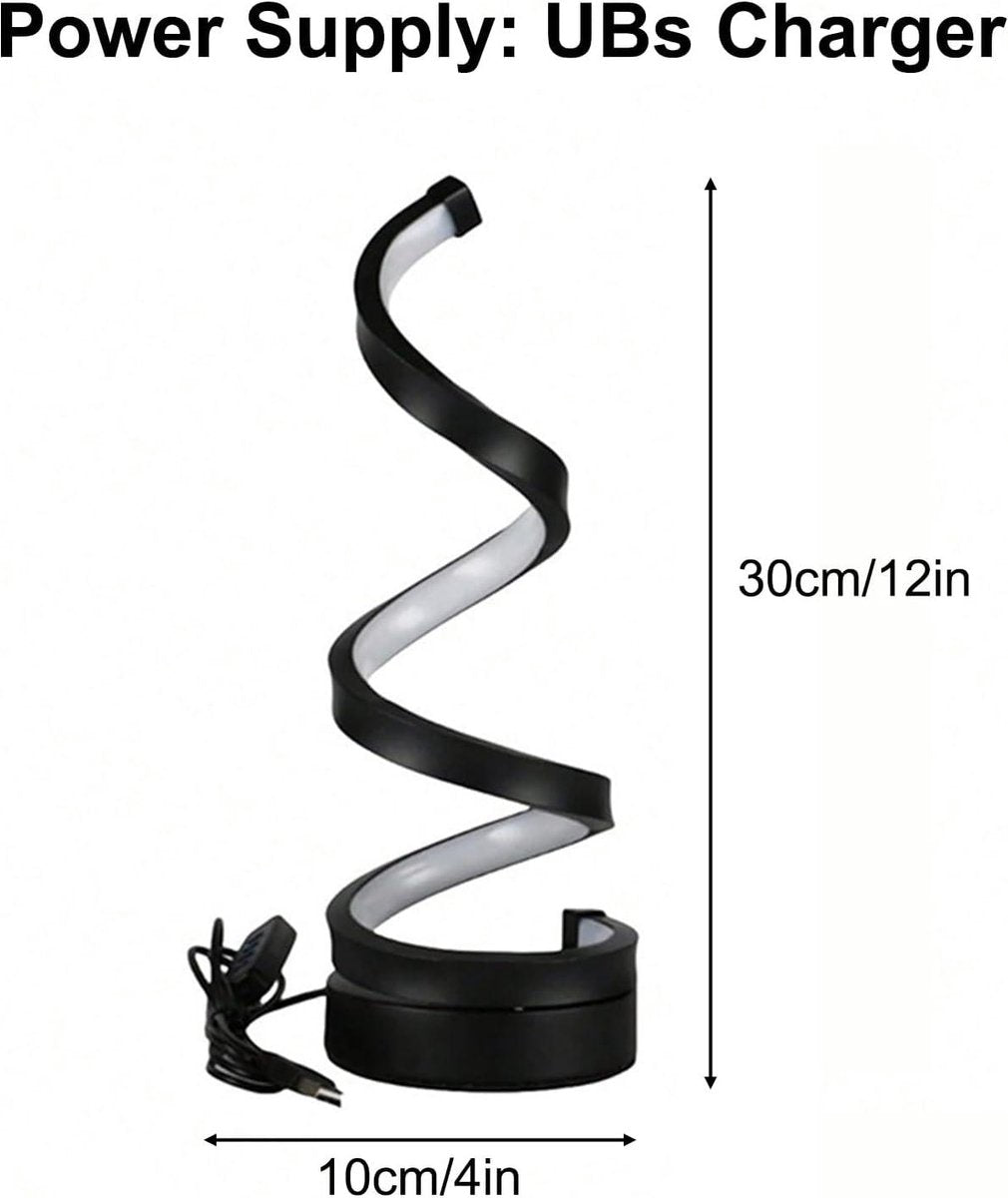 NEXXT - LED-Tischleuchte Spirale - USB-betrieben - Dimmbar - 3 Lichtfarben - Minimalistisches Design - Nachttisch / Schreibtisch - Schwarz