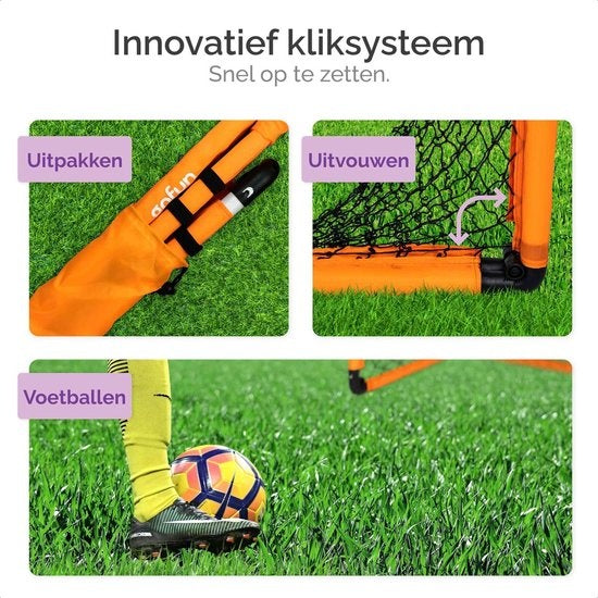Gofun Fußballtor 2er-Set - Fußballtore - Fußballtor - Fußballtore für Kinder - faltbar - 90 x 60 x 60 cm - Schwarz/Orange