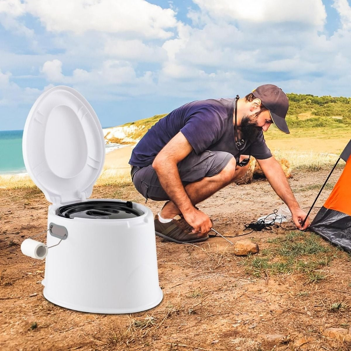 Coast Camping Toilette Tragbare Reisetoilette - Weiß