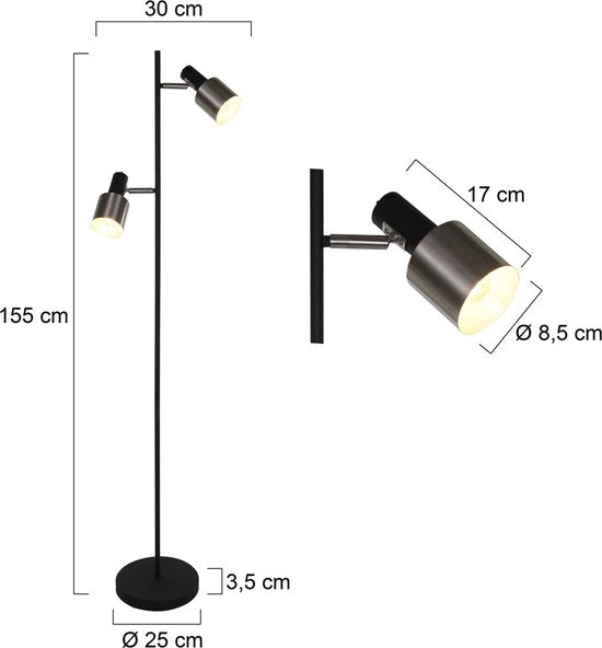 Anne Lighting Fjorgard Stehleuchte - Höhe 155cm - Metall - Schwarz